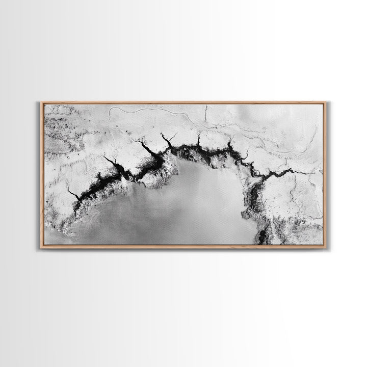 Aerial Desert, Cracked Earth, Modern Texture, Abstract Terrain, Canvas Print, Office Wall Art, Earth Tones, Contemporary Natural Art