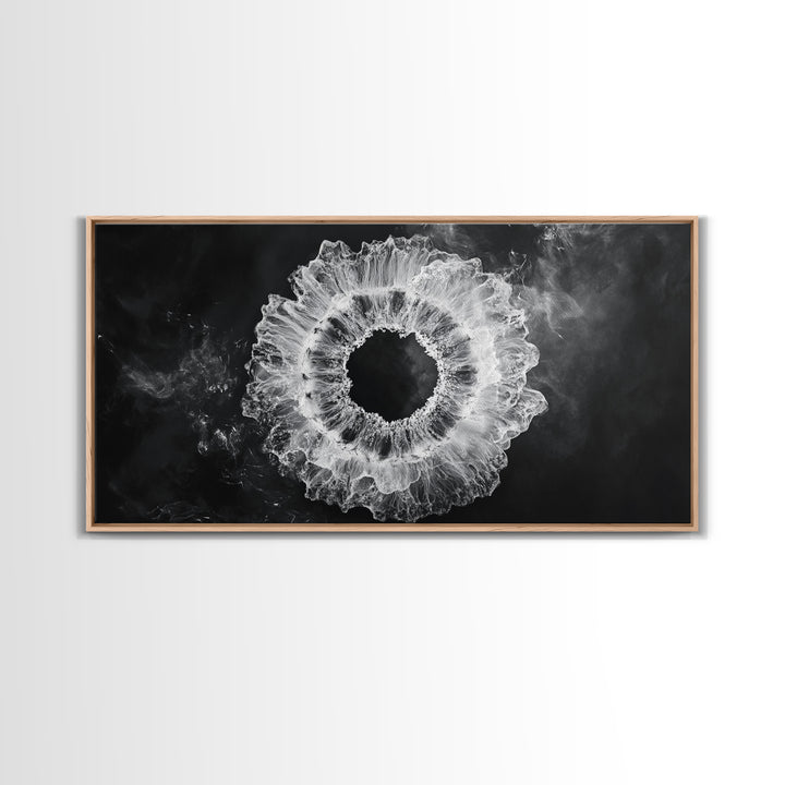 Abstract Smoke Art, Modern Monochrome, Ink Explosion, Minimalist Wall Decor, Framed Canvas Print, Living Room Wall Art, Moody Aesthetic