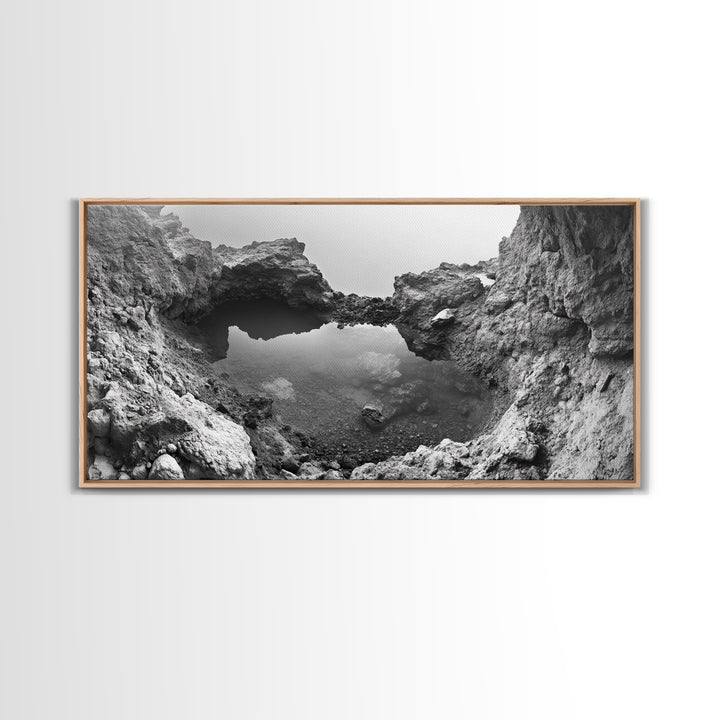 Arch Pool, Stone Lagoon, Natural Wonder, Organic Texture, Minimal Coastal Wall Decor, Canvas Print, Earth Tones Bathroom Art