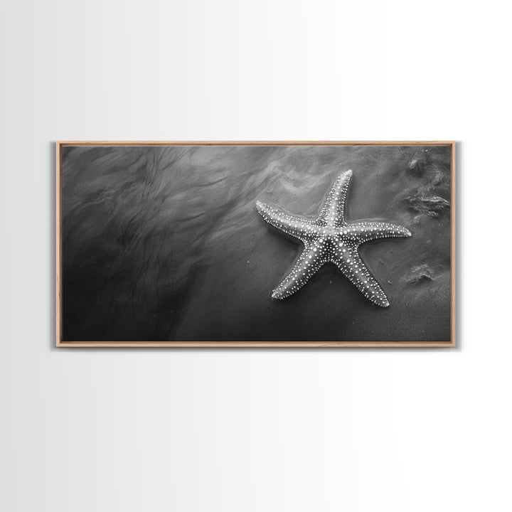 Ocean Starfish, Seashore Calm, Coastal Nature Print, Beach Zen Decor, Framed Canvas Print, Minimalist Bathroom Art, Ocean Wall Piece