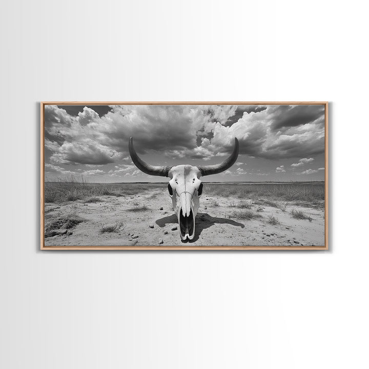 Cow Skull, Desert Bones, Wild West Skull, Country Vibe Decor, Canvas Print, Western Wall Art, Rustic Bedroom or Hallway Accent