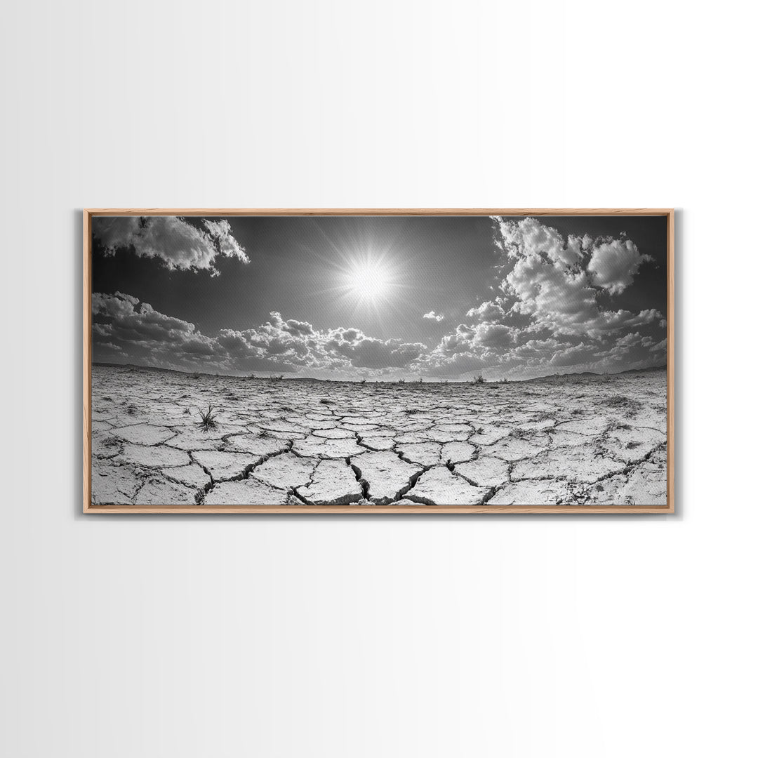 Cracked Earth Sun, Desert Landscape, Dramatic Sky, Canvas Print, Southwestern Decor, Fall Wall Art, Earth Tones Rustic Home Accent