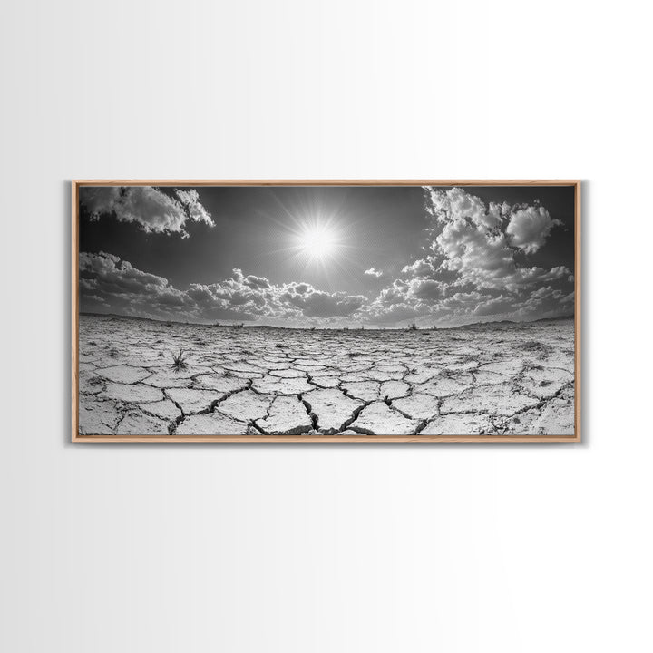 Cracked Earth Sun, Desert Landscape, Dramatic Sky, Canvas Print, Southwestern Decor, Fall Wall Art, Earth Tones Rustic Home Accent
