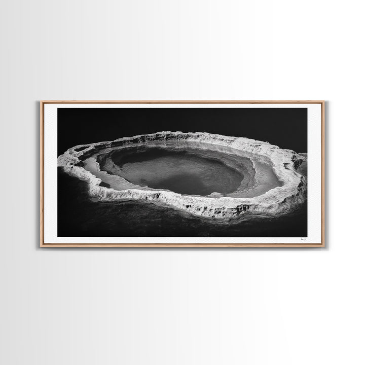 Natural Mineral Pool, Geothermal Abstract, Monochrome Texture, Framed Canvas Print, Minimalist Wall Art, Bathroom or Spa Decor