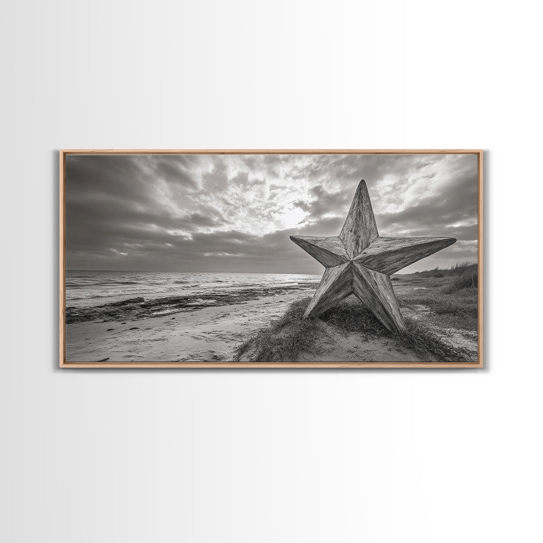 Beach Star, Weathered Wood, Coastal Symbol, Canvas Print, Rustic Seaside Wall Art, Fall Decor, Entryway Or Nautical Living Room Style