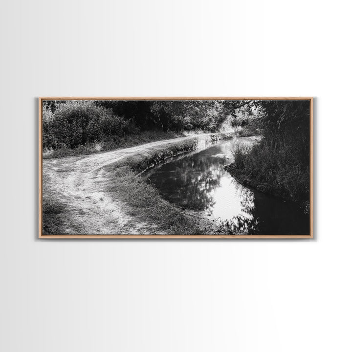 River Bend Trail, Peaceful Water Path, Tranquil Forest Landscape, Nature-Inspired Rustic Decor, Autumn Wall Art, Canvas Print