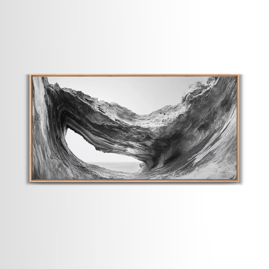 Ocean Cave, Textured Rock, Seaside Mystery, Canvas Print, Coastal Wall Art, Nature Photography, Bathroom Decor, Abstract Sea Cave