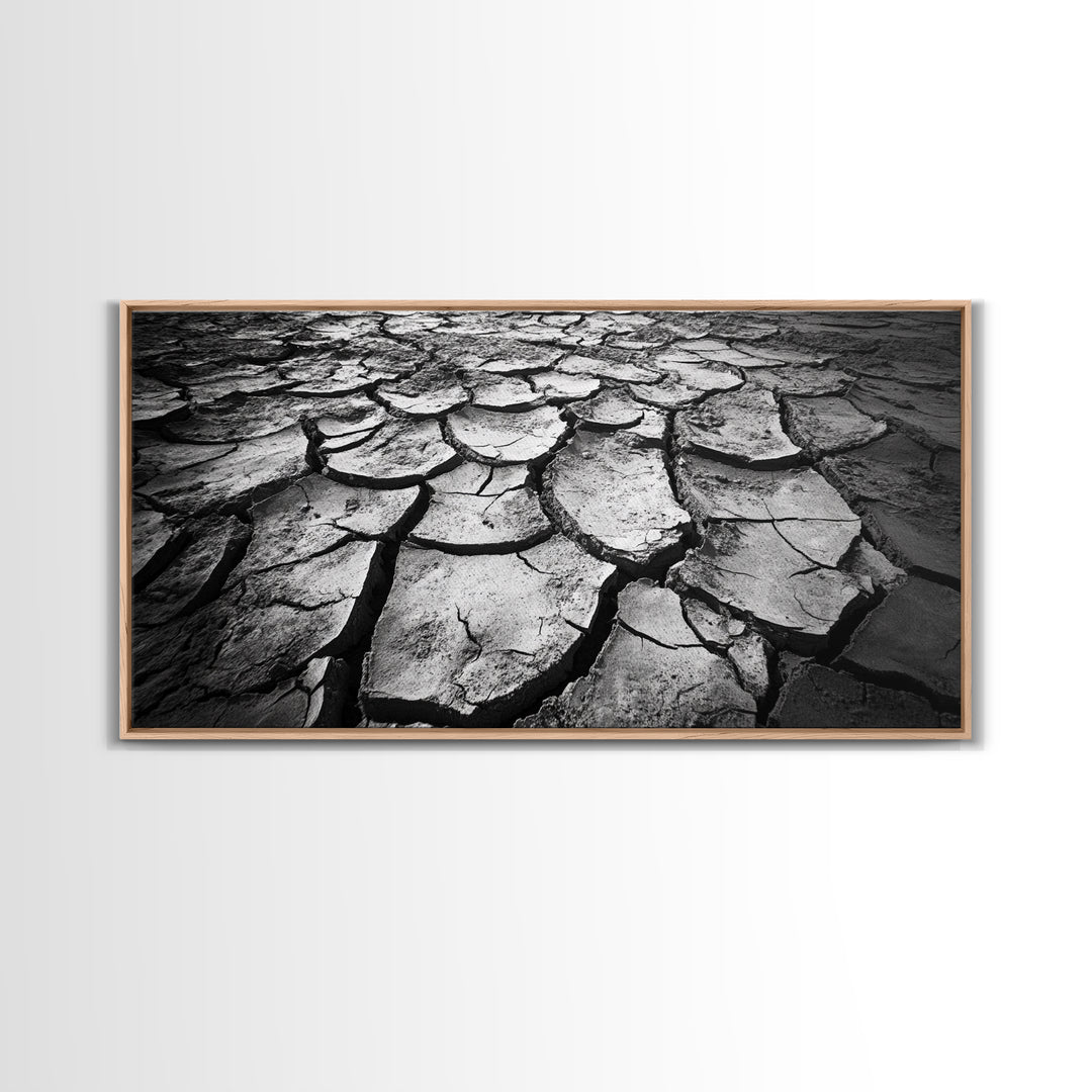 Cracked Earth Texture, Nature Closeup, Desert Minimalism, Earth Tone Art, Canvas Print, Rustic Home Decor, Fall Entryway Wall Art