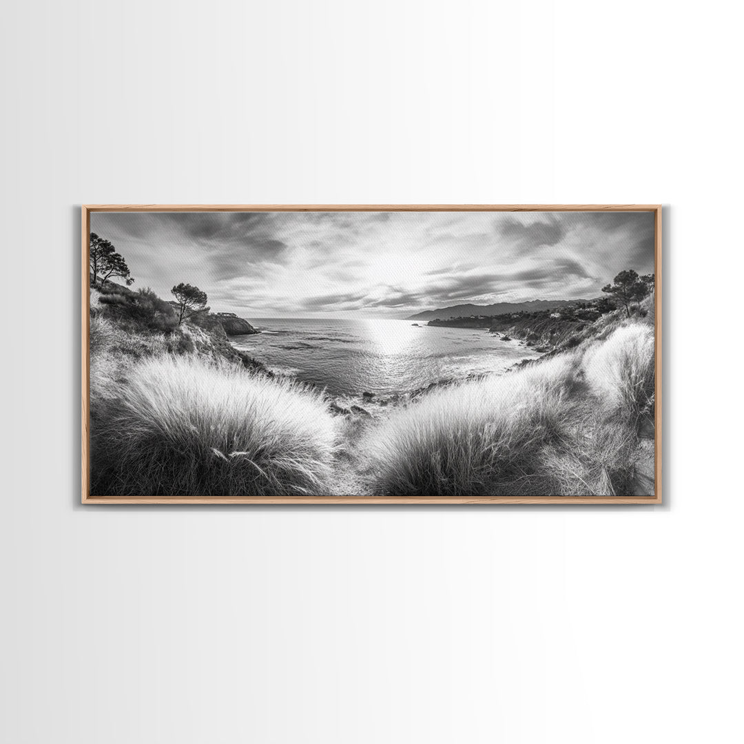 Coastal Bluff Sunset, Seaside Horizon View, Beach Landscape Scene, Serene Decor, Canvas Print, Living Room or Hallway Wall Art