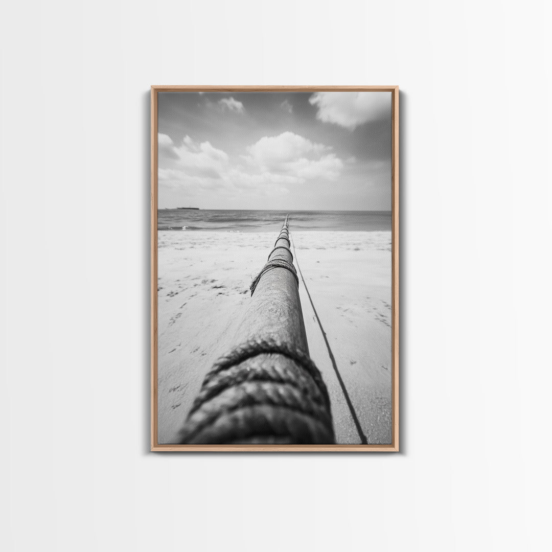 Nautical Rope, Ocean Line, Endless Beach, Maritime Horizon, Canvas Print, Minimalist Wall Art, Modern Coastal Decor, Entryway Beach Art