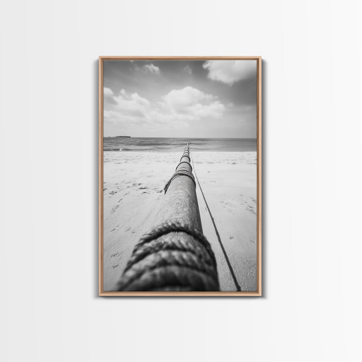 Nautical Rope, Ocean Line, Endless Beach, Maritime Horizon, Canvas Print, Minimalist Wall Art, Modern Coastal Decor, Entryway Beach Art