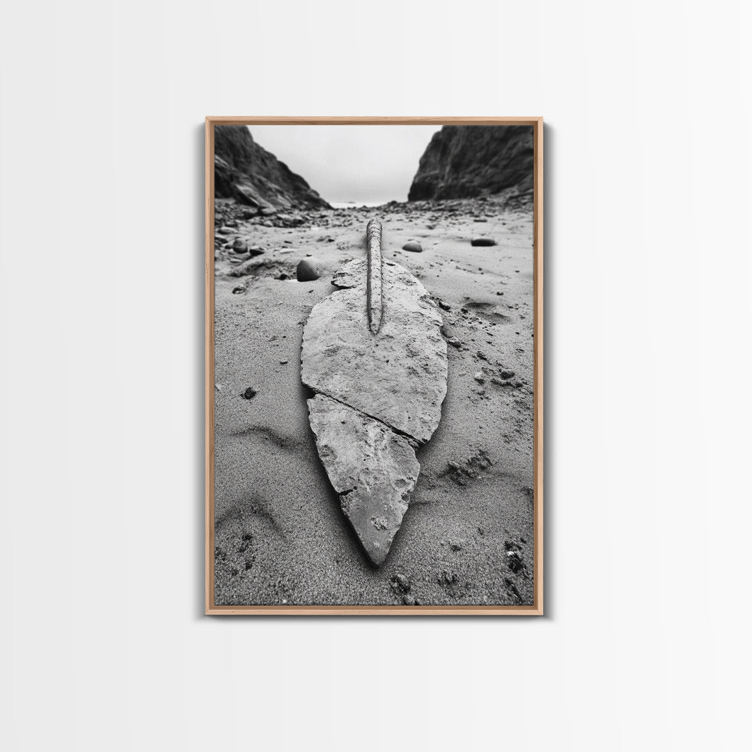 Fossil Rock Shore, Beach Minimalism, Sand Texture Art, Canvas Print, Coastal Wall Art, Natural History Decor, Abstract Earthy Art