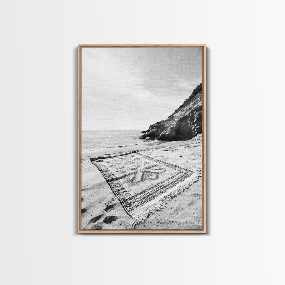 Tribal Blanket, Ocean Vibe, Coastal Pattern, Canvas Print, Beach Boho Wall Art, Neutral Home Decor, Summer Beach Bedroom