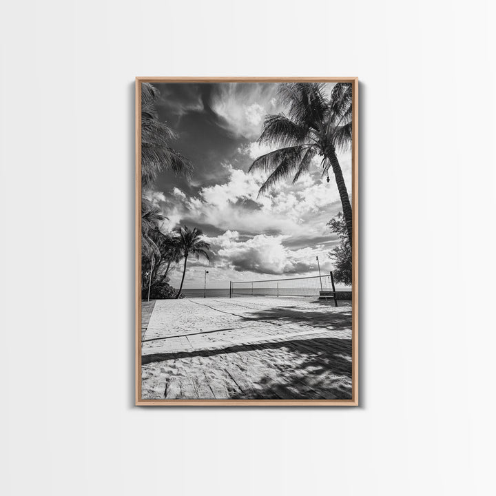 Beach Volleyball, Palm Trees, Island Sport, Canvas Print, Tropical Wall Art, Game Room Decor, Coastal Fitness Photography