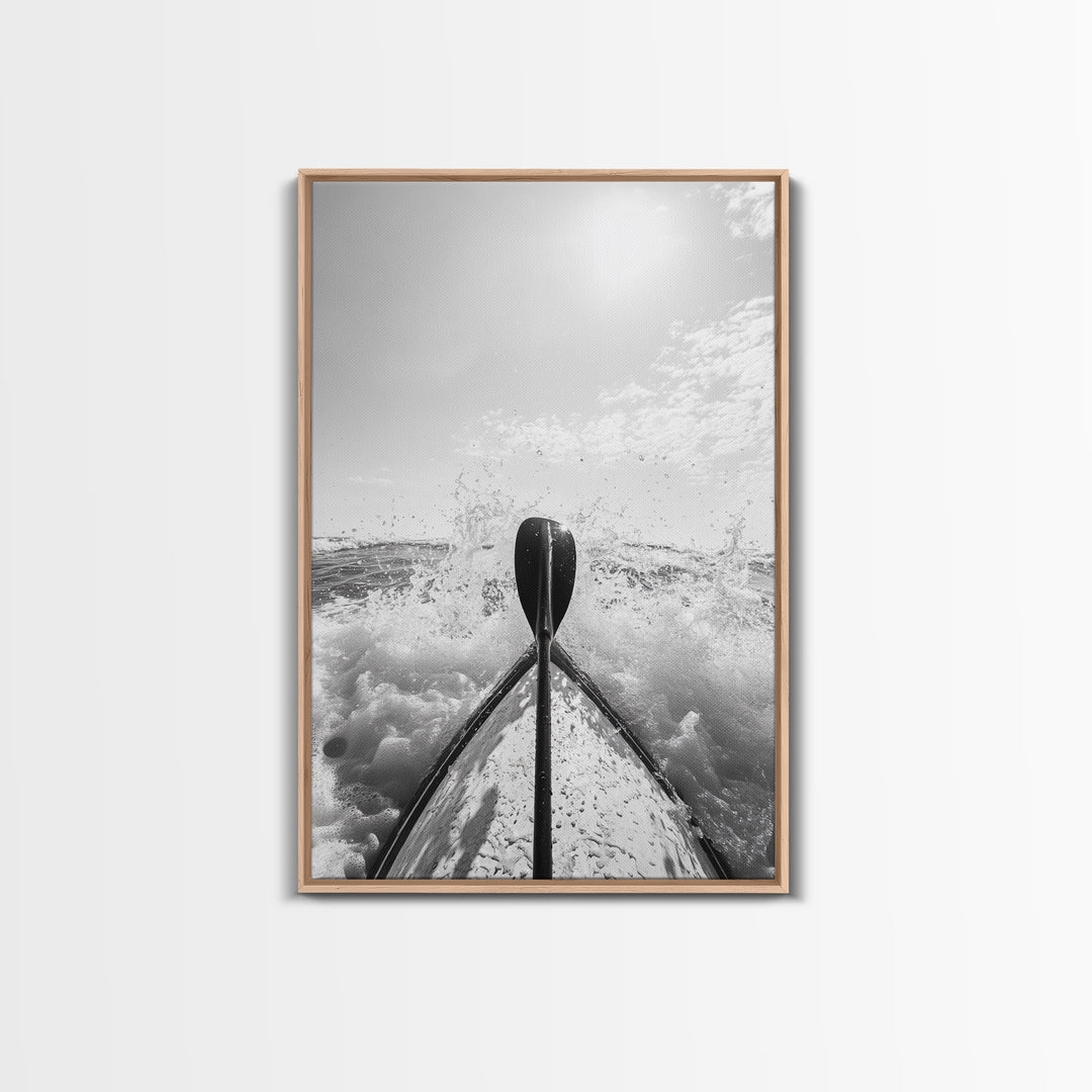 Kayak Splash, Adventure Paddle, Ocean Journey, Water Sports Art, Canvas Print, Office Wall Art, Outdoor Enthusiast Gift, boho wall decor