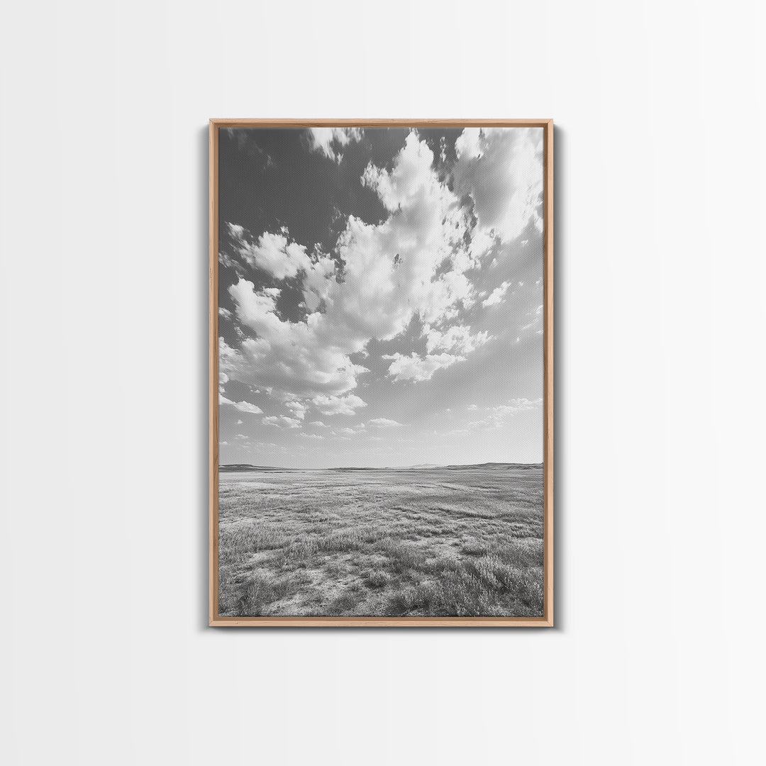 Open Sky, Serene Plains, Summer Day, Canvas Print, minimalist landscape art, farmhouse decor, bedroom wall art, neutral tones