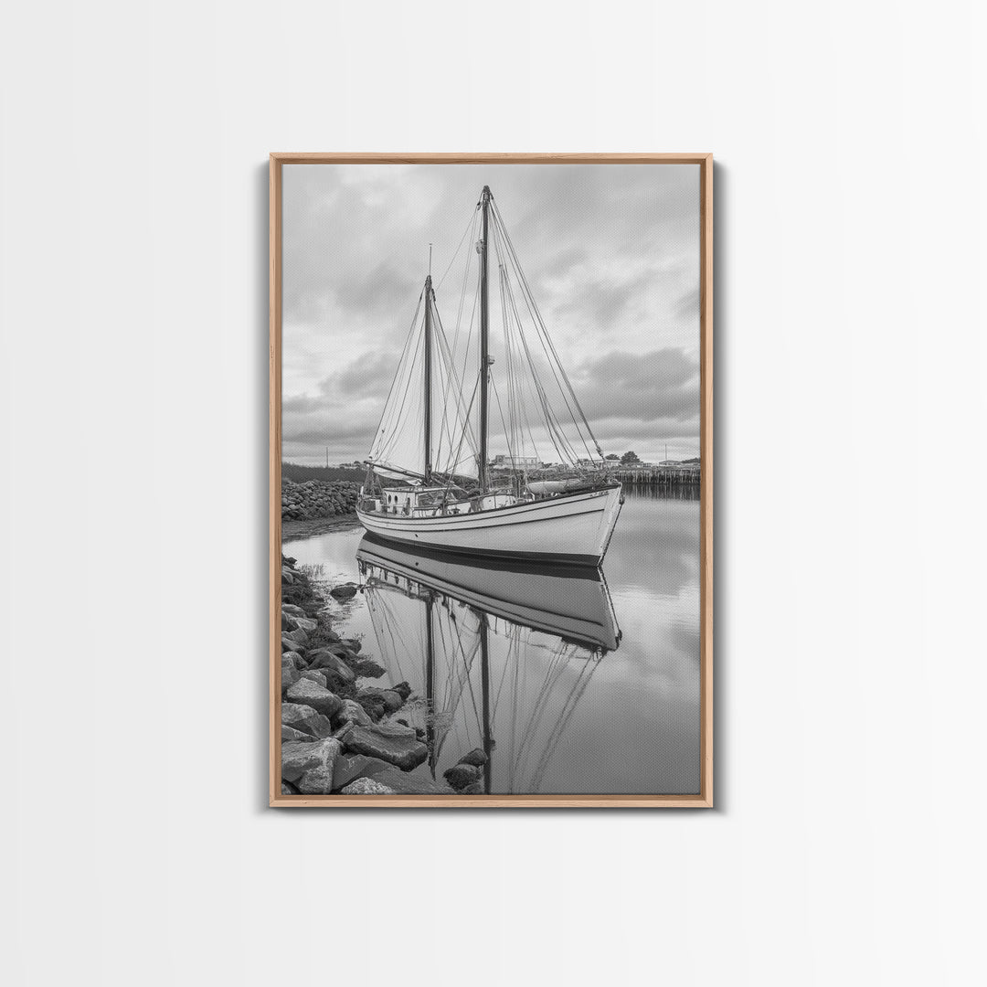 Sailboat Reflection, Harbor Calm, Nautical Scene, Canvas Print, Coastal Wall Art, Beach House Decor, Ocean Photography, Bathroom Art