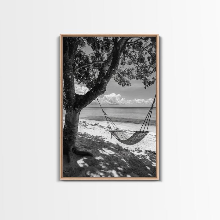 Hammock Relaxation, Beach Shade, Seaside Breeze, Canvas Print, Boho Bedroom Wall Art, Coastal Calm Tropical Home Decor