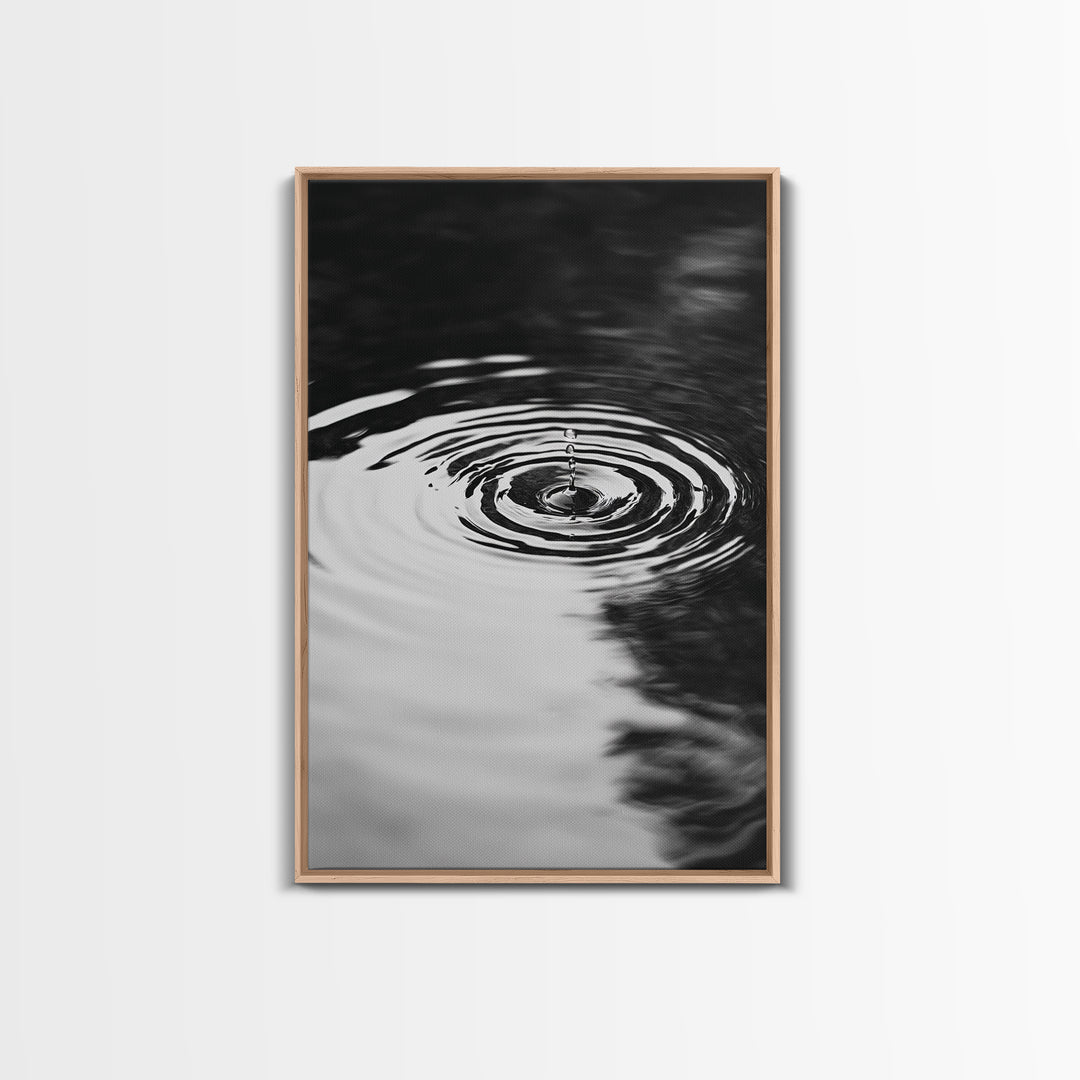 Ripple Effect, Water Drop, Zen Wall Art, Minimalist Black and White, Canvas Print, Bathroom Decor, Tranquil Art, Meditation Room Art