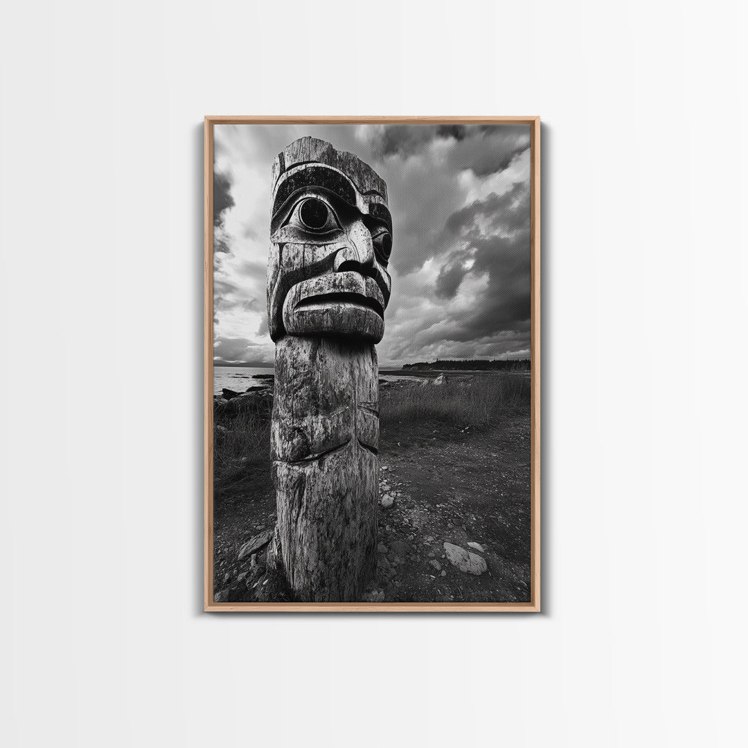 Tribal Totem, Ancient Spirit, Cultural Power, Canvas Print, Rustic Wall Art, Boho Living Room Decor, Ethnic History Accent