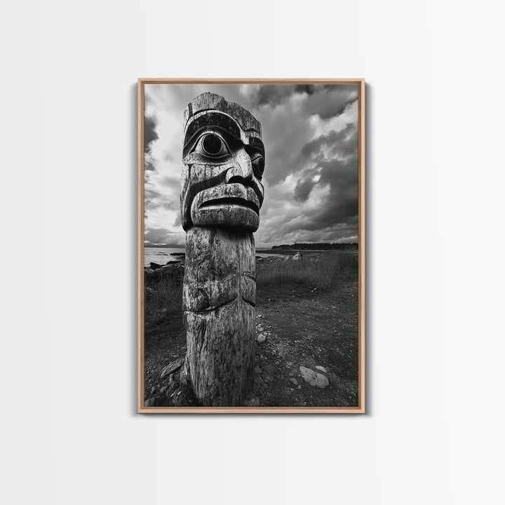 Tribal Totem, Ancient Spirit, Cultural Power, Canvas Print, Rustic Wall Art, Boho Living Room Decor, Ethnic History Accent