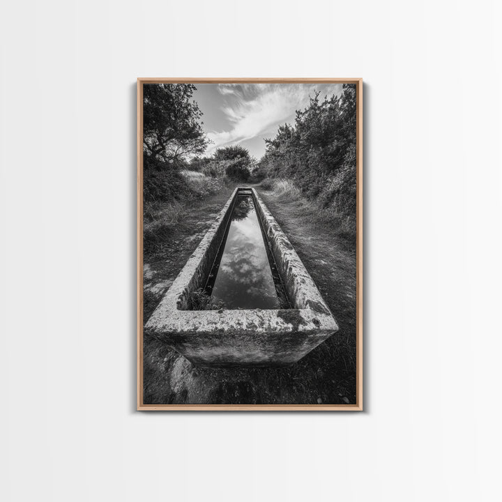 Forest Path, Reflection Pool, Nature Trail Art, Canvas Print, Tranquil Landscape, Boho Wall Decor, Entryway or Hallway Art