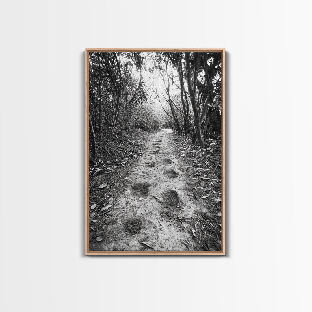 Forest Trail Path, Woodland Escape, Nature Walk, Adventure Art, Framed Canvas Print, Office Wall Decor, Autumn Vibes, Rustic Nature Style