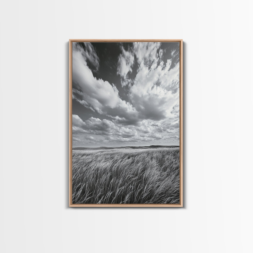 Open Sky Fields, Windy Prairie, Moody Nature Sky, Rustic Landscape, Canvas Print, Bedroom Wall Art, Fall Countryside, Boho Nature Decor