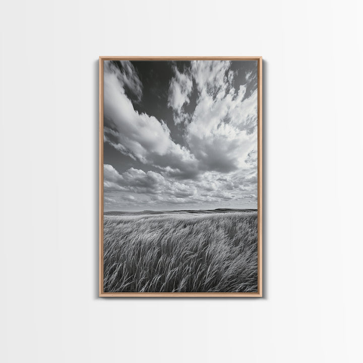 Open Sky Fields, Windy Prairie, Moody Nature Sky, Rustic Landscape, Canvas Print, Bedroom Wall Art, Fall Countryside, Boho Nature Decor