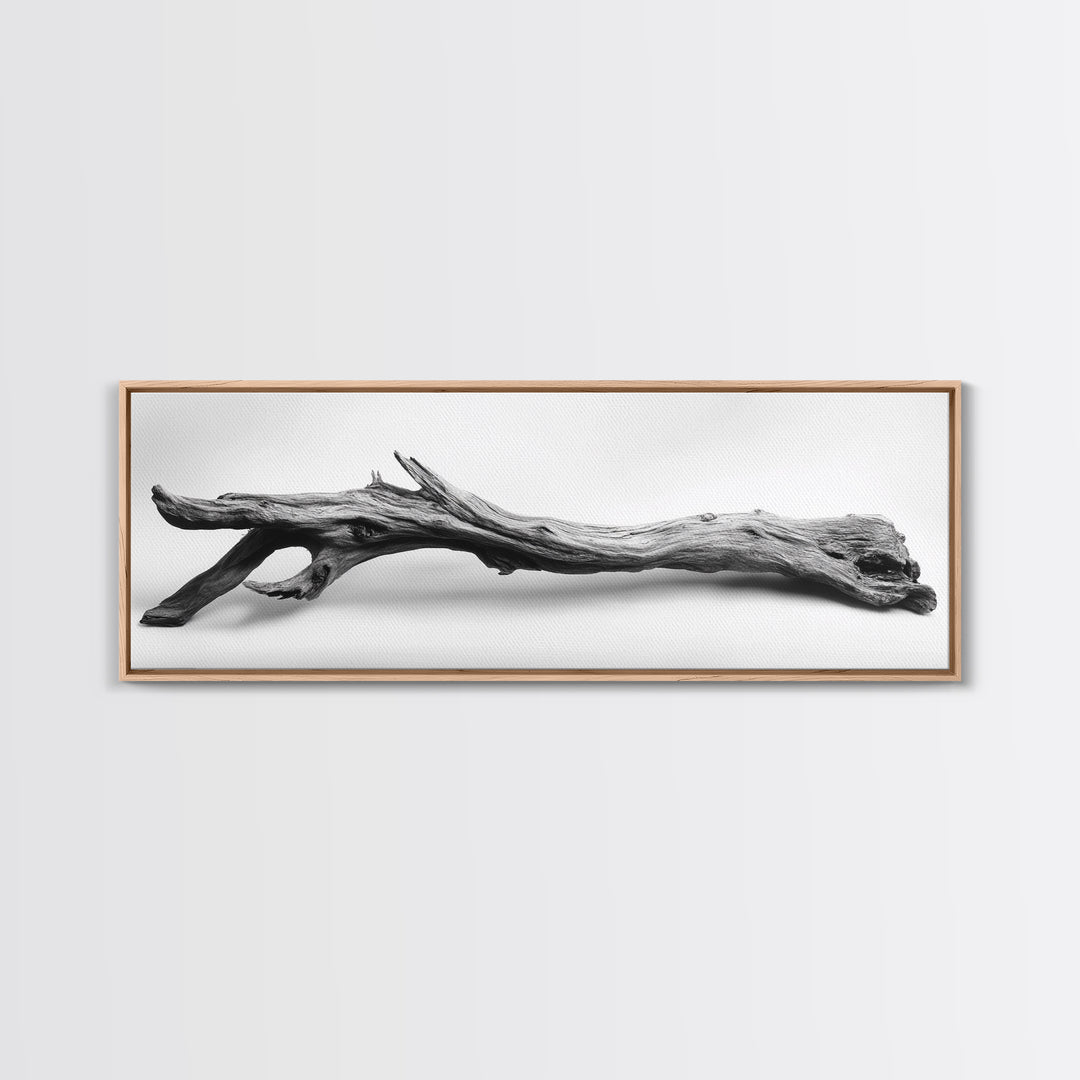 Driftwood Closeup, Minimal Nature Print, Scandinavian Neutral Decor, Framed Canvas Print, Modern Wall Art, Organic Texture Style