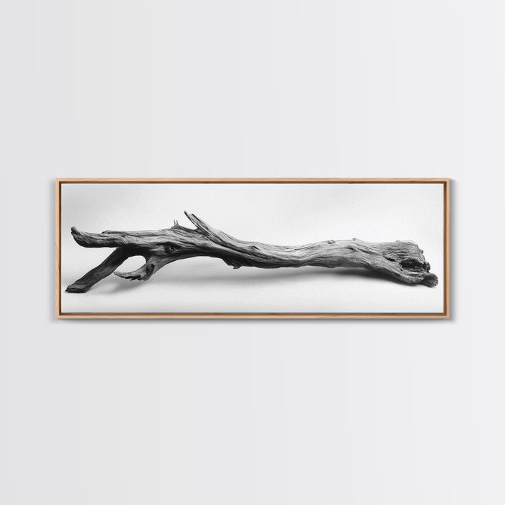Driftwood Closeup, Minimal Nature Print, Scandinavian Neutral Decor, Framed Canvas Print, Modern Wall Art, Organic Texture Style