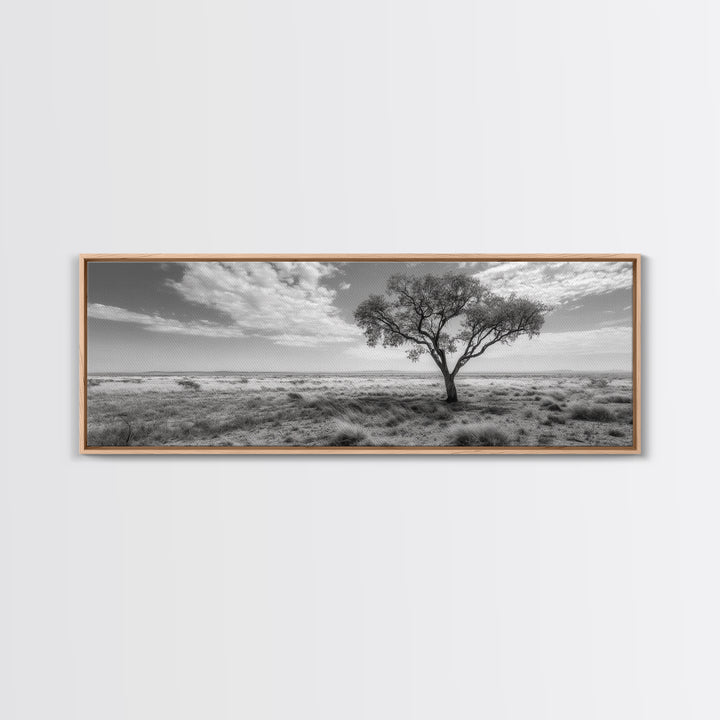 Desert Tree, Solitude Scene, Nature Photography, Framed Canvas Print, Minimalist Tree Art, Bedroom Wall Decor, Neutral Landscape Art