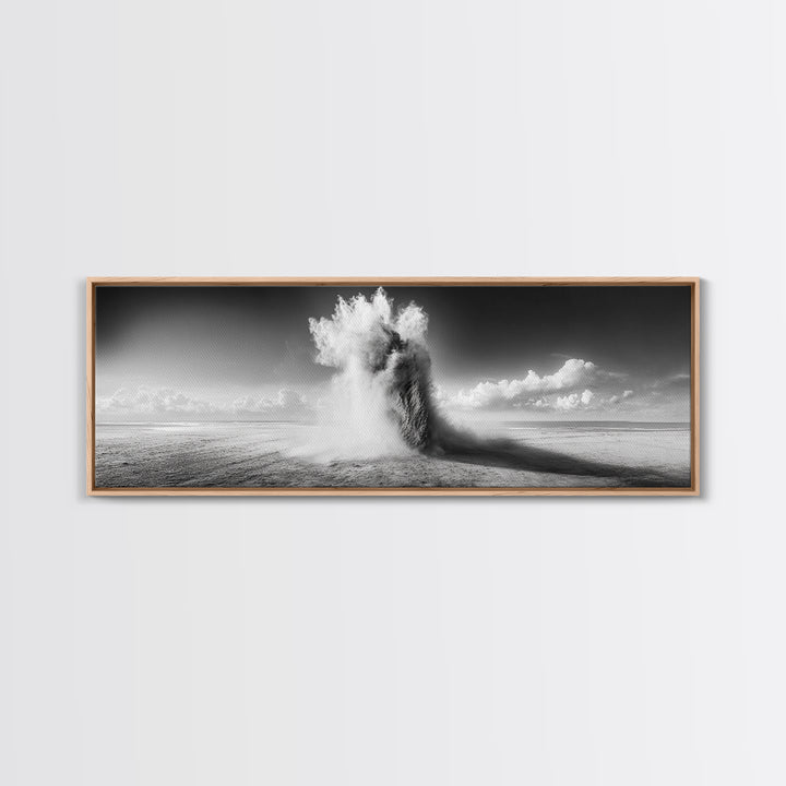 Sand Eruption, Desert Energy, Dust Storm, Framed Canvas Print, Modern Abstract Art, Office Wall Art, Dynamic Nature Photography