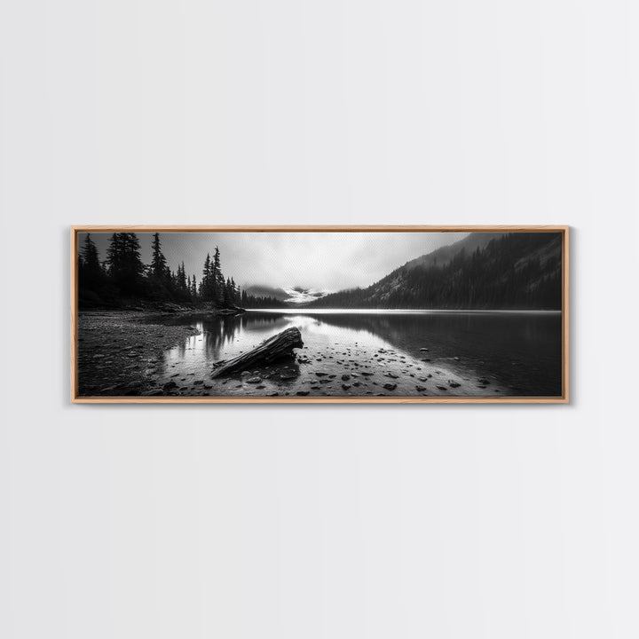 Alpine Lake, Moody Mountains, Foggy Reflection, Canvas Print, Serene Wall Art, Nature Photography, Bedroom Art, Den Decor, Office Decor