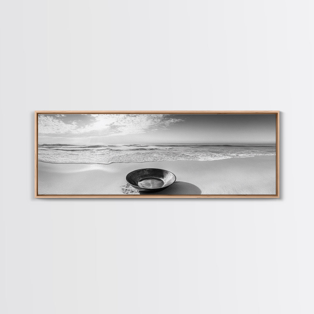 Ocean Bowl, Minimalist Beach, Solitude Shoreline, Canvas Print, Coastal Decor, Neutral Tones, Living Room Art, Bathroom Wall Art