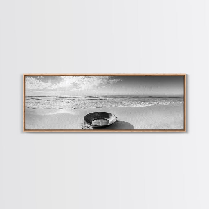 Ocean Bowl, Minimalist Beach, Solitude Shoreline, Canvas Print, Coastal Decor, Neutral Tones, Living Room Art, Bathroom Wall Art