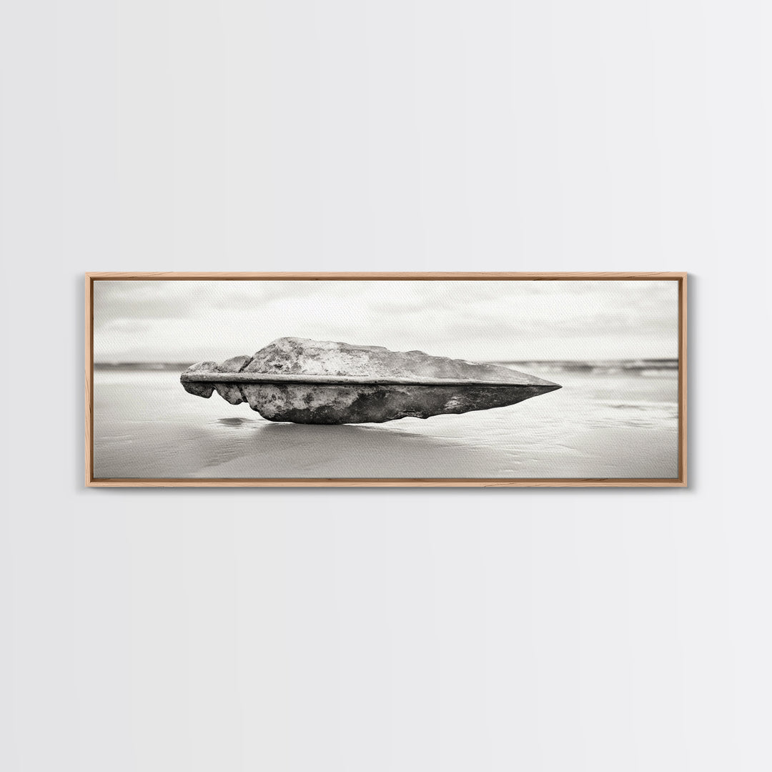 Beach Stone, Ancient Relic, Coastal Detail, Canvas Print, Minimalist art, Bathroom wall decor, Boho style, Neutral home aesthetic