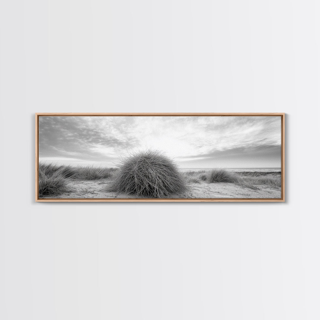 Beach Dunes, Coastal Grass, Nature Serenity, Canvas Print, Minimalist Bedroom Art, Soft Tones, Tranquil Beach Wall Decor