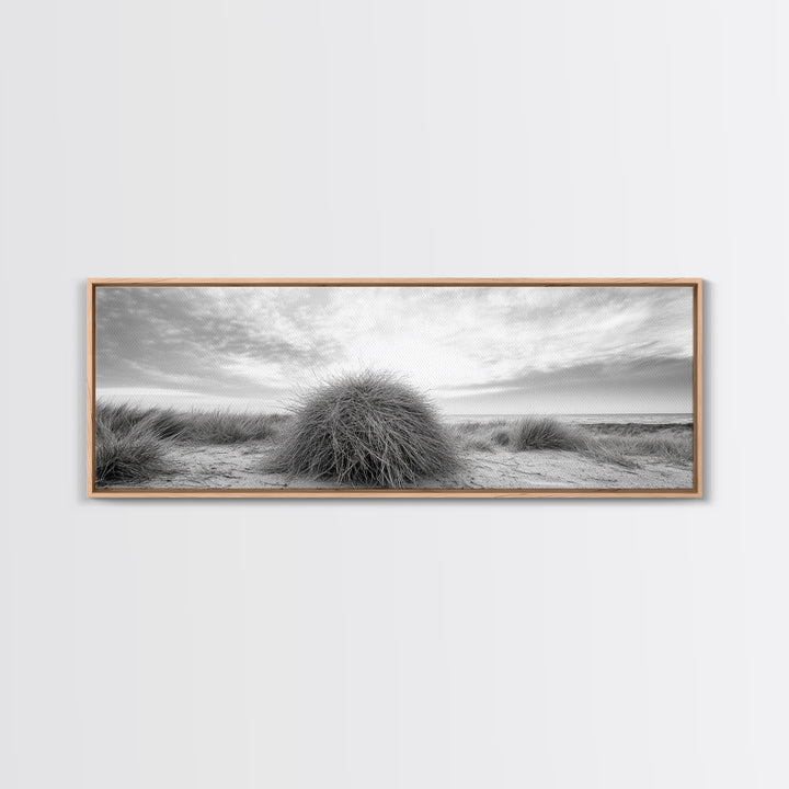 Beach Dunes, Coastal Grass, Nature Serenity, Canvas Print, Minimalist Bedroom Art, Soft Tones, Tranquil Beach Wall Decor