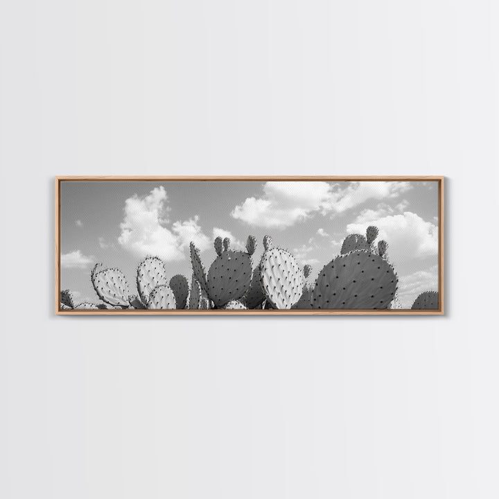 Prickly Pears, Cactus Heaven, Western Sky, Canvas Print, Boho Kitchen Wall Art, Desert Style Decor, Minimalist Black and White
