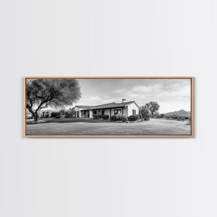 Spanish Ranch, Desert Landscape, Tranquil Home, Canvas Print, Southwestern Wall Art, Neutral Tones, Living Room Decor, Rustic Home Style