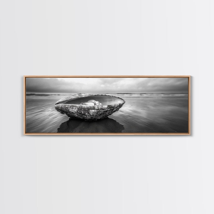 Seashell Closeup, Beach Photography, Ocean Minimalism, Canvas Print, Bathroom Wall Art, Coastal Modern Decor, Nautical Neutral Art