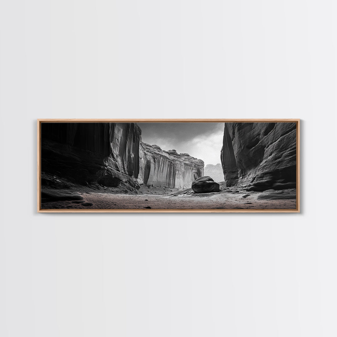 Desert Canyon Walls, High Contrast, Natural Monument, Canvas Print, Office Wall Art, Moody Modern Decor, Wilderness Photography