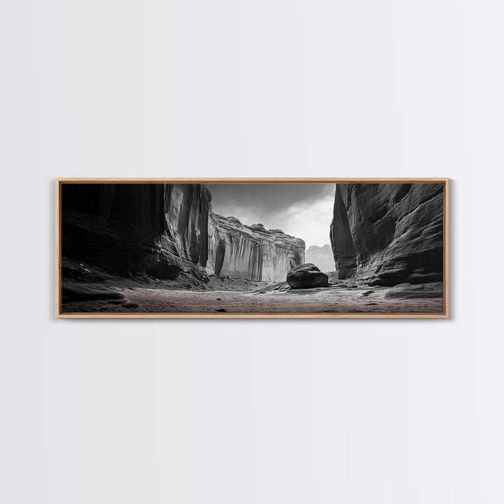 Desert Canyon Walls, High Contrast, Natural Monument, Canvas Print, Office Wall Art, Moody Modern Decor, Wilderness Photography