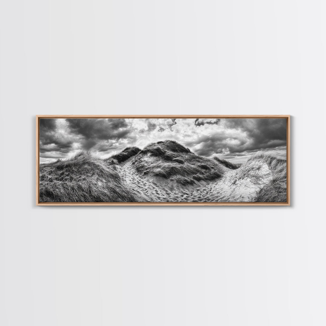 Windswept Dune Trail, Dramatic Sky, Nature Path, Beach Landscape, Framed Canvas Print, Rustic Wall Art, Fall Decor, Bedroom Art, Boho Vibes