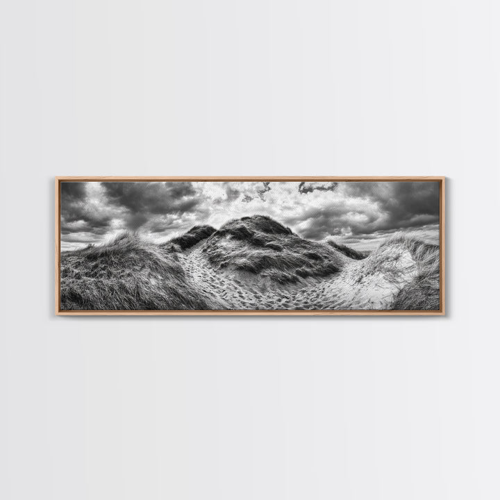 Windswept Dune Trail, Dramatic Sky, Nature Path, Beach Landscape, Framed Canvas Print, Rustic Wall Art, Fall Decor, Bedroom Art, Boho Vibes