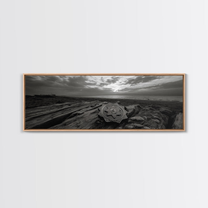 Lone Badge Sunset, Western Coastal Scene, Canvas Print, Rustic Wall Decor, Moody Landscape Art, Fall Living Room Wall Art