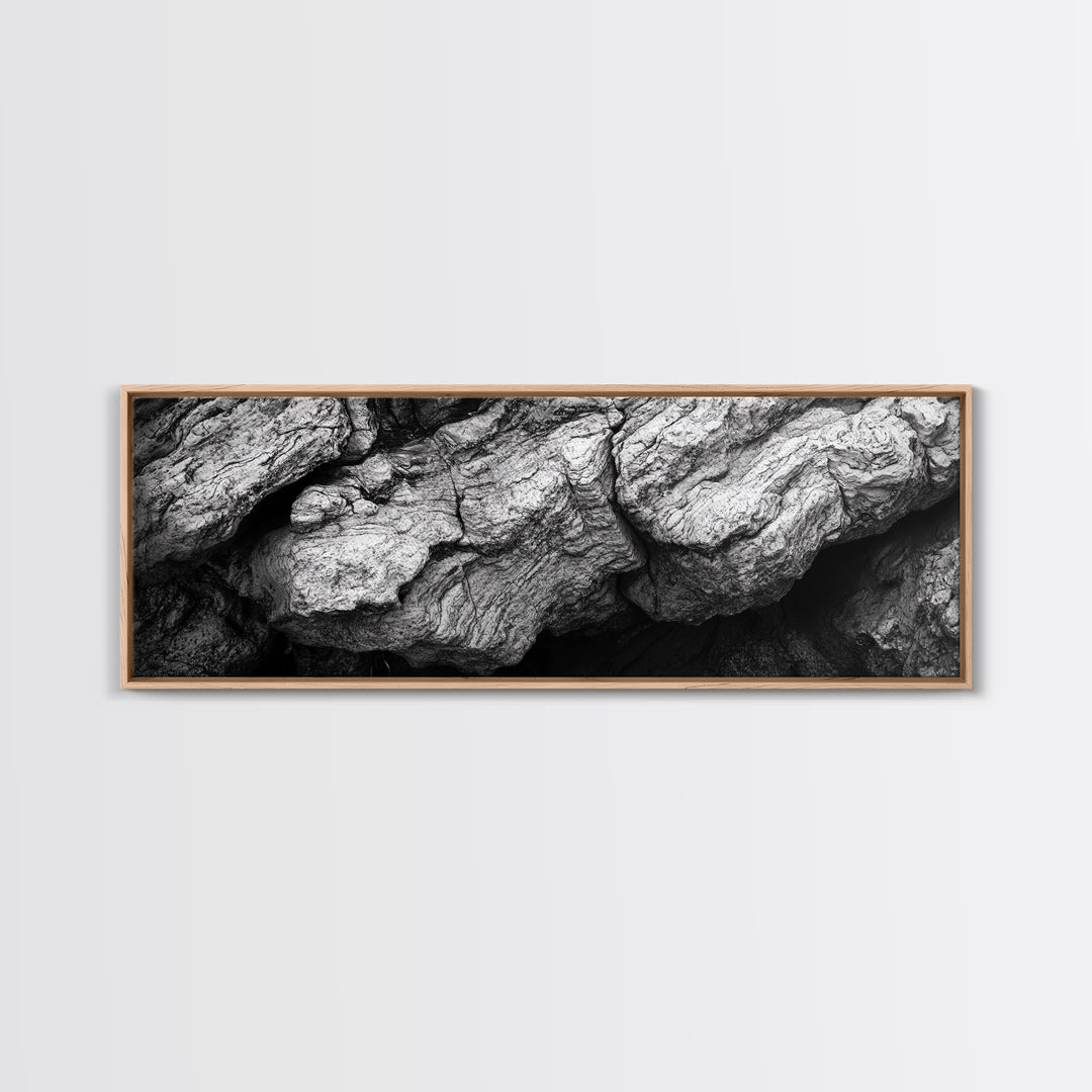 Textured Rock, Earth Tones, Natural Abstract, Framed Canvas Print, modern rustic decor, living room wall art, organic texture, neutral tones