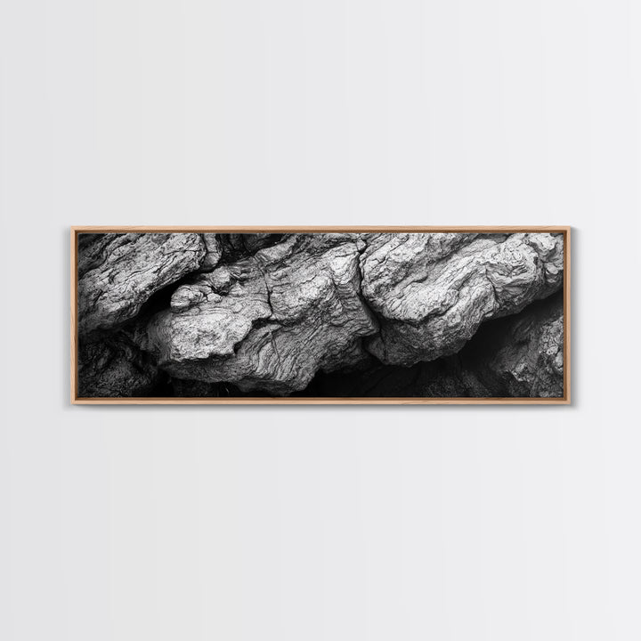 Textured Rock, Earth Tones, Natural Abstract, Framed Canvas Print, modern rustic decor, living room wall art, organic texture, neutral tones