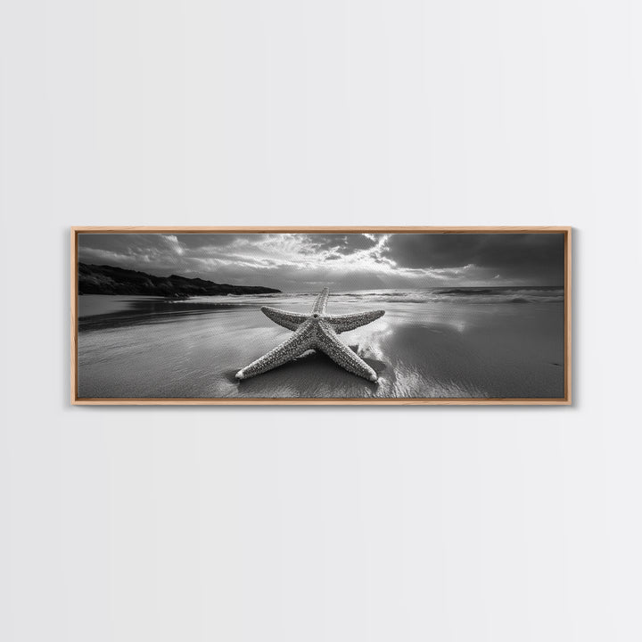 Starfish Beach, Moody Ocean, Calm Sunset, Canvas Print, coastal home decor, bathroom beach art, ocean lover gift, marine wall decor